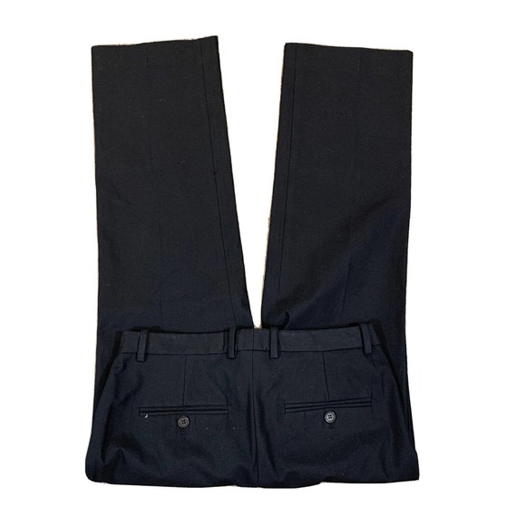 THEORY Womens Size 2 Stretch Twill Solid Black Career Flat Front Pants Workwear - Picture 2 of 3